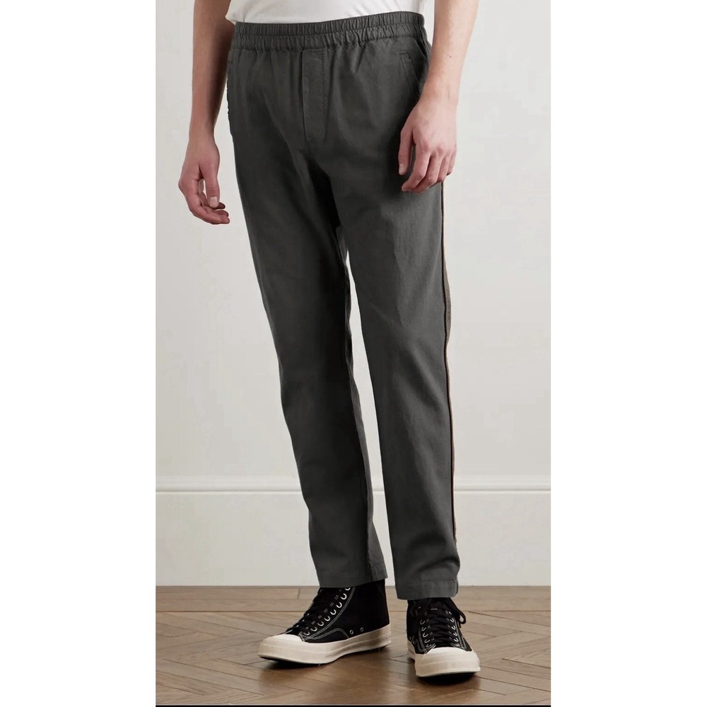 Folk Drawstring Trousers Mens Size 4 XL  Gray Casual Linen Cotton Trousers Slim